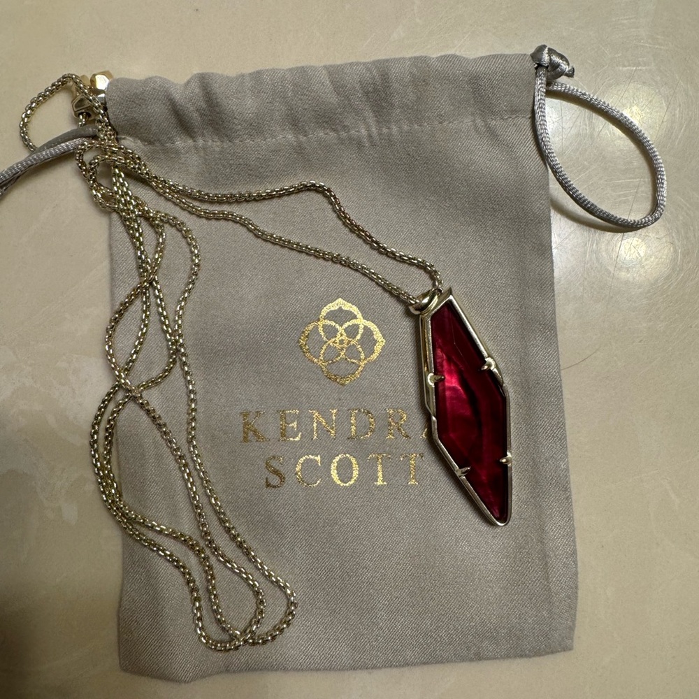 Kendra Scott Adjustable Necklace Gold with Burgundy Stone